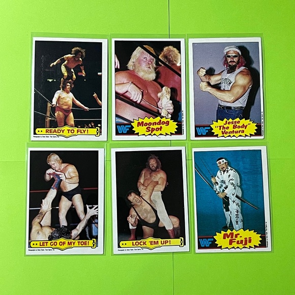 6 WWF 1985 Topps Wrestling Trading Cards Superfly Snuka Jesse‎ Ventura Hammer - Picture 1 of 2